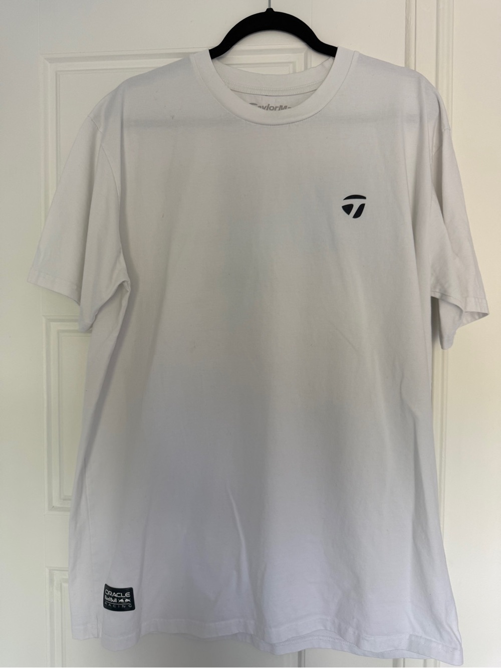 TaylorMade White Short Sleeve Crew Golf Tee with Small Logo